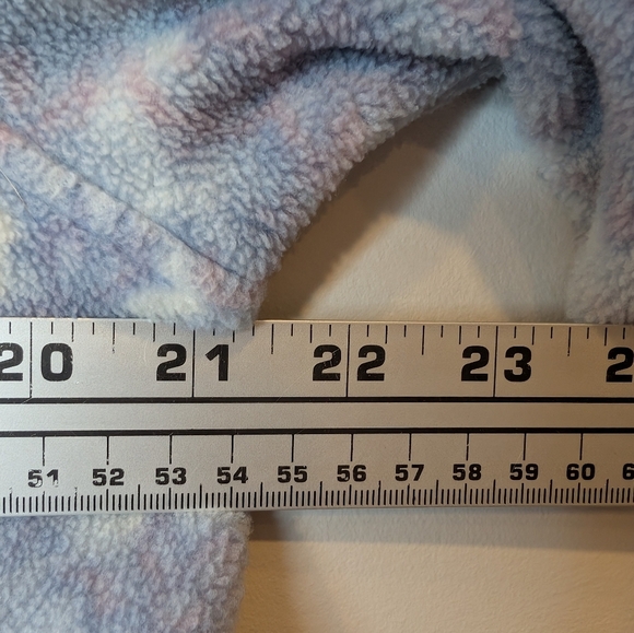 Tradition Country Blue Pink White Snow Fleece Grandma Zip Up Sweater Medium - Picture 10 of 10